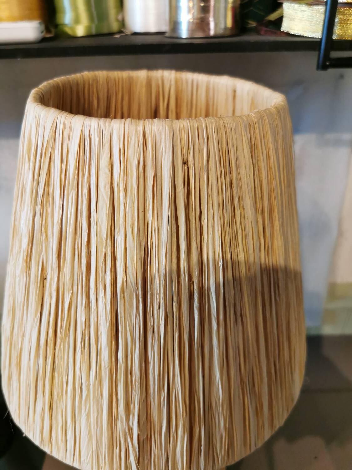 Large raffia lamp
