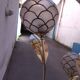 Floral floor lamp in pearlescent Capiz, 1970s.