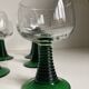 6 Vintage Green Wavy Stemmed Glasses