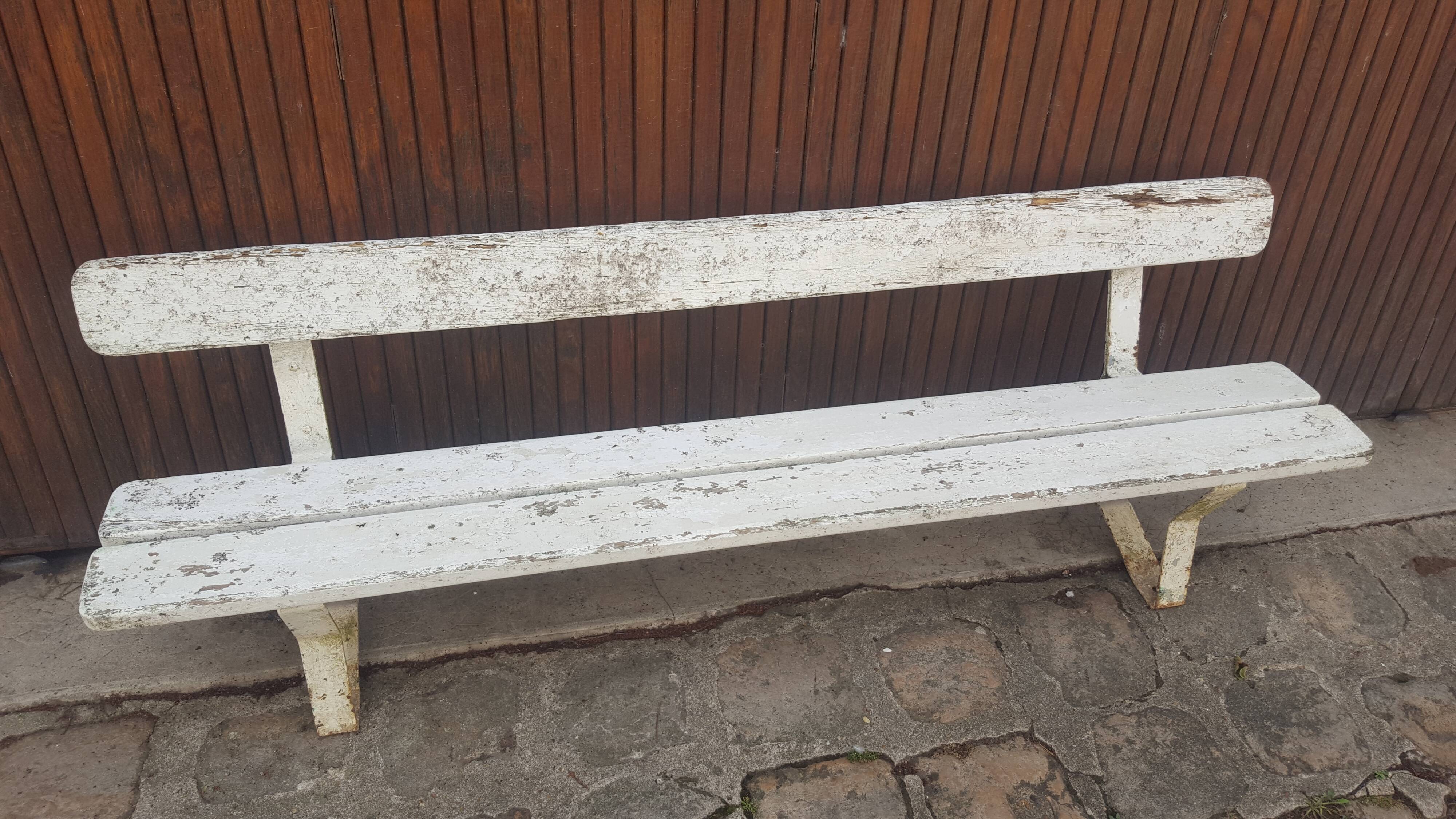 Old school bench white old patina