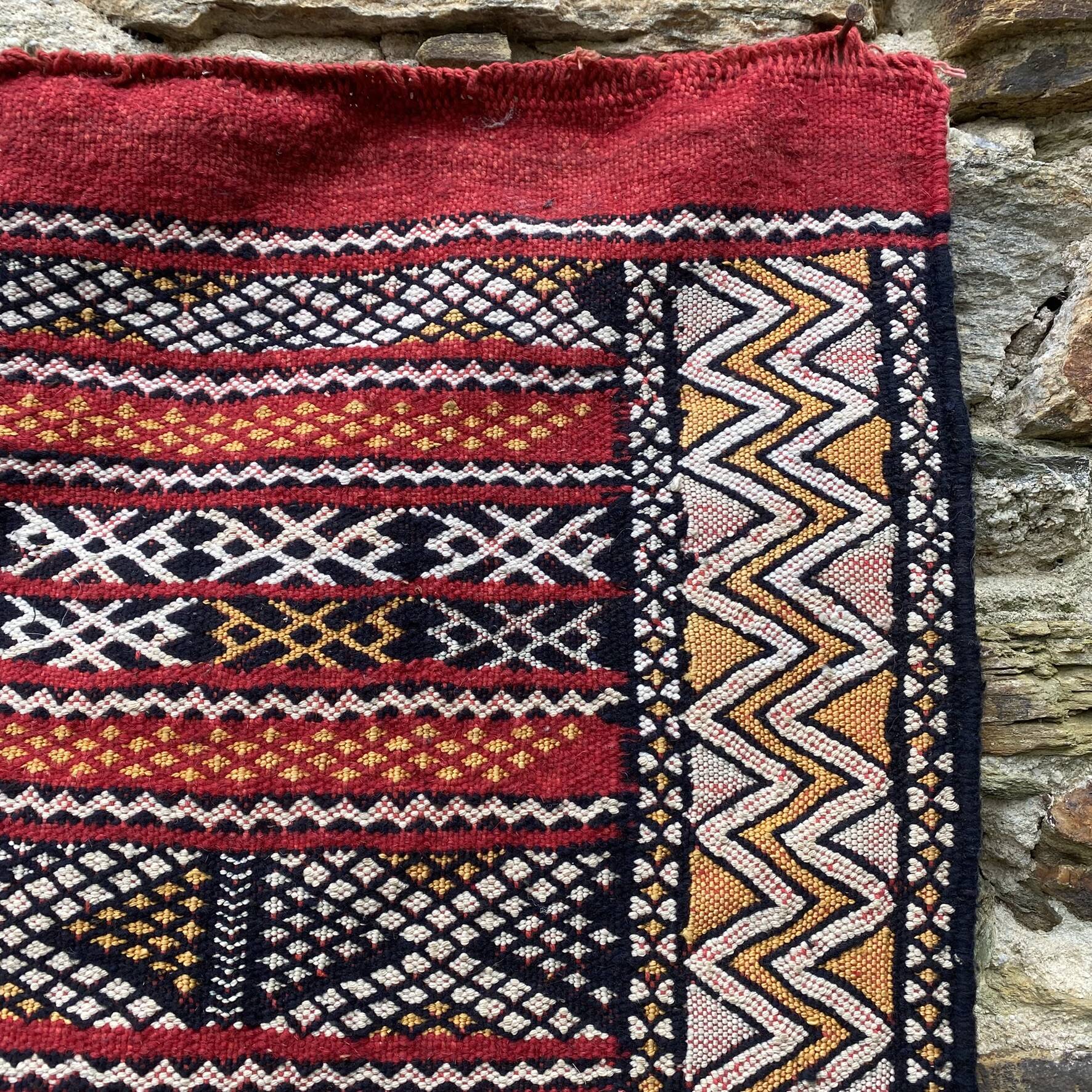 Handwoven Berber Kilim rug, wall hanging.