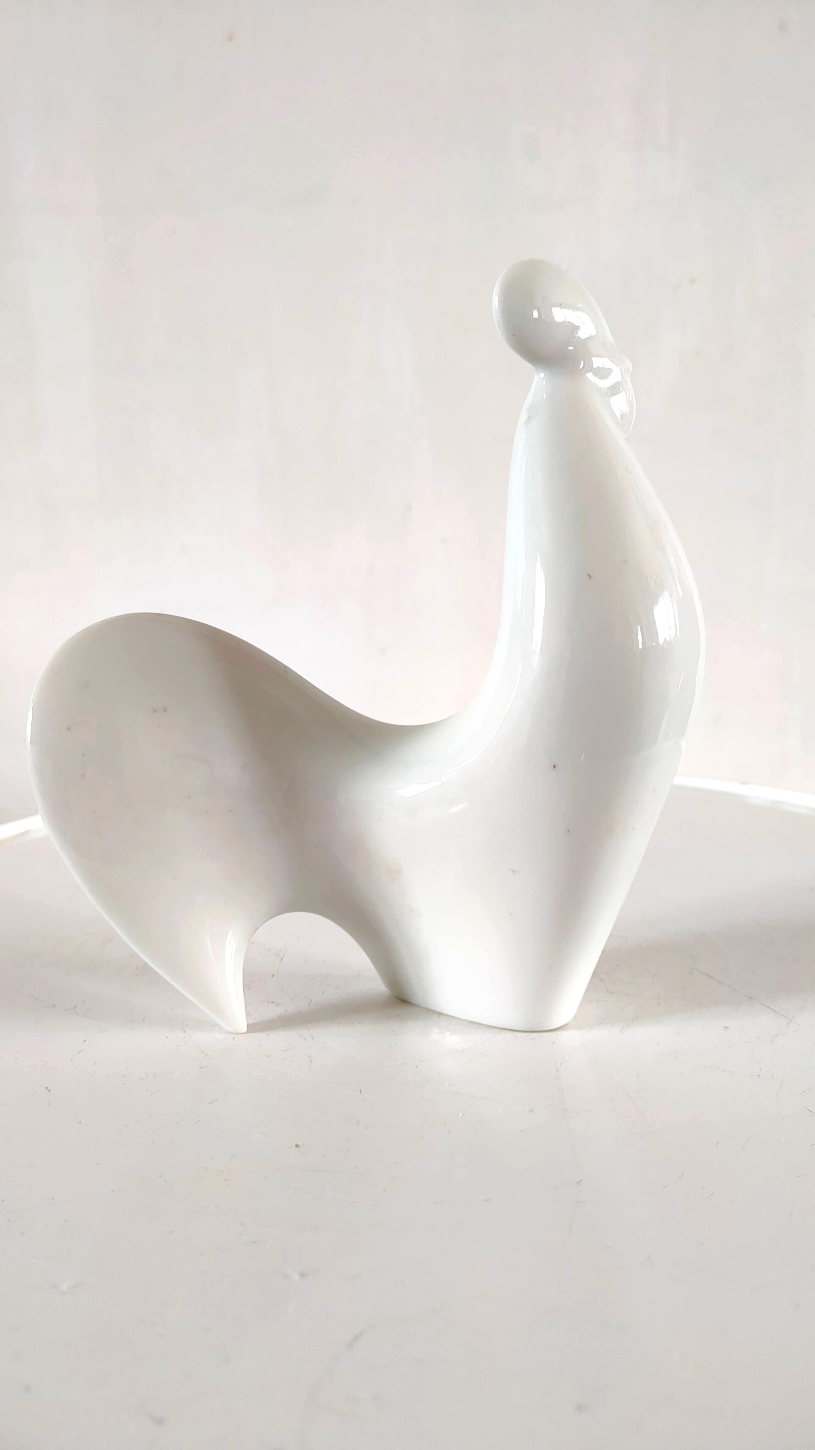 Coq stylisé en céramique design années 70
