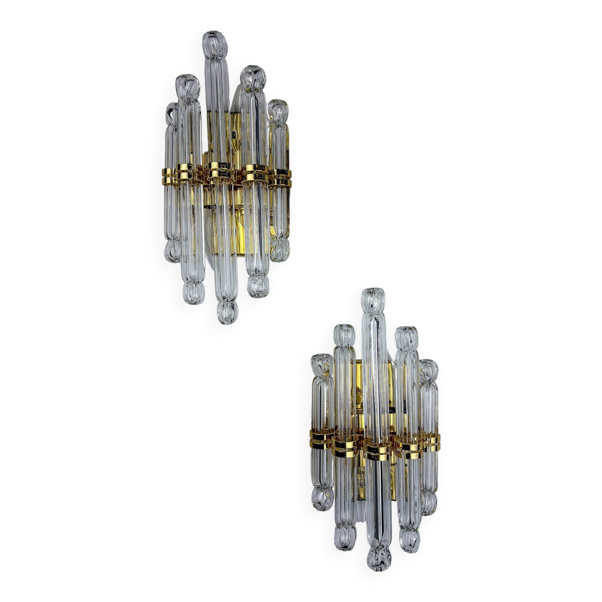 Pair of Venini wall lights, Murano cut glass, 1970, Italy