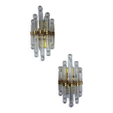 Paire d'appliques Venini, verre taillé de Murano, 1970, Italie