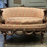 Small Sofa / Marquise From the Napoleon III Period in Waxed Wood in Louis XVI Style
