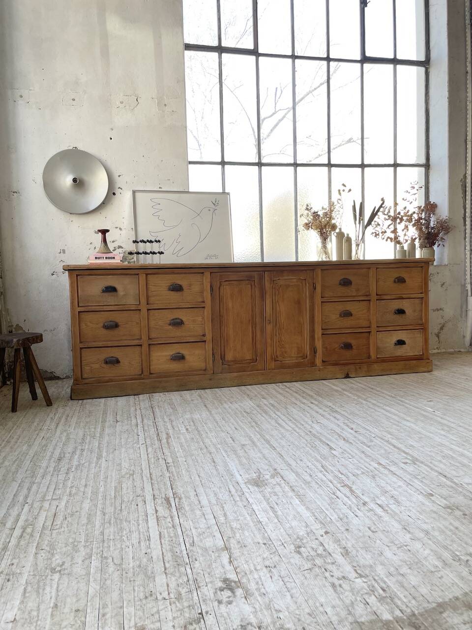 XXL solid oak counter sideboard