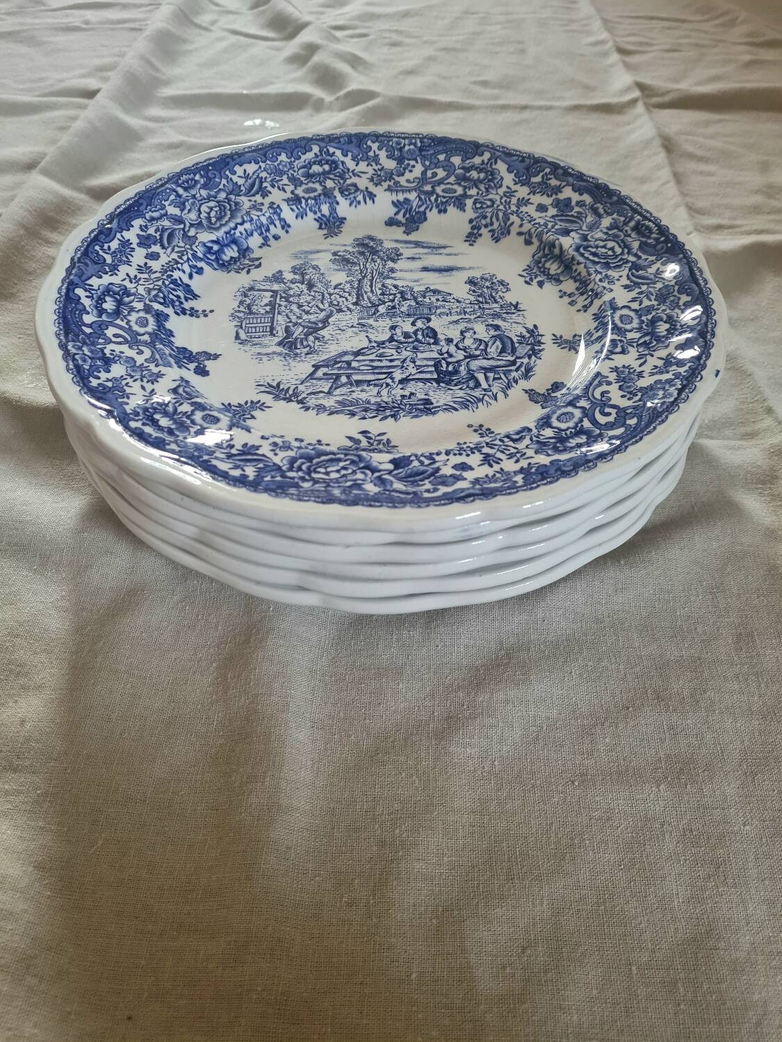 Lunéville blue English dinner plates