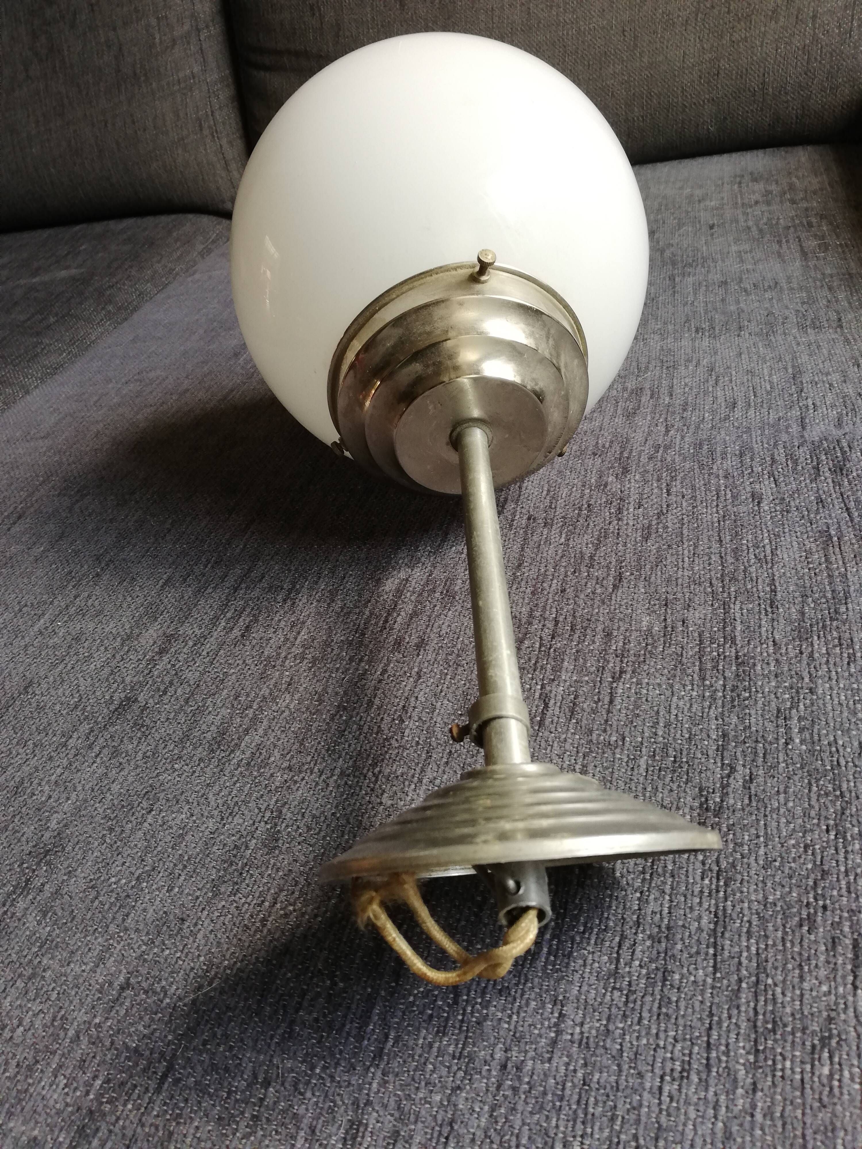 Chandelier suspension lamp Art Deco modernist globe opaline bar bistro