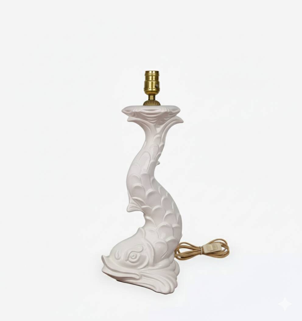 Title: Capodimonte Ceramic Koi Carp Lamp – Italy, circa 1970