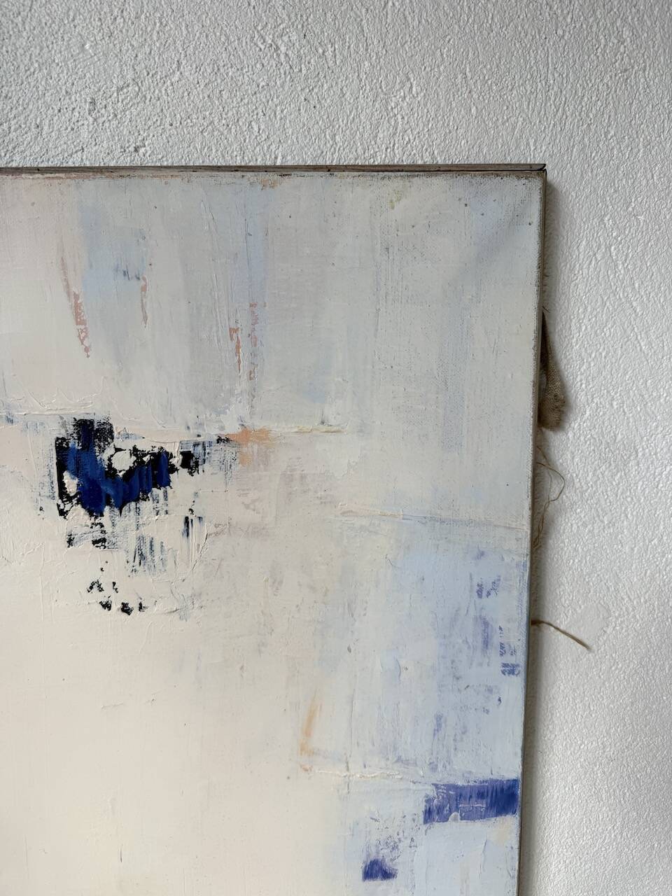 Toile abstraite blanche, peinture à l’huile XXème
