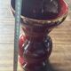 Ringed ceramic vase from Louviers, red and gold, 1950s