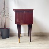 Vintage wood and brass bedside table, 1950s