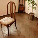 Set of four bentwood TON chairs from the 1970s with floral upholstery