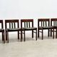 Green leather brutalist dining chairs