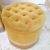 Armchair toad and his ottoman velvet mustard years 60