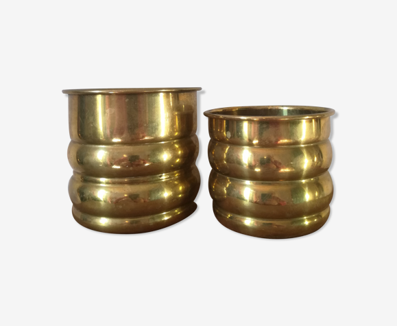 Duo de cache pots en laiton