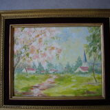 Table oil on vintage panel 1950