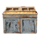 Showcase for boutique furniture, inclined boxes for presentation of collections on low sideboard