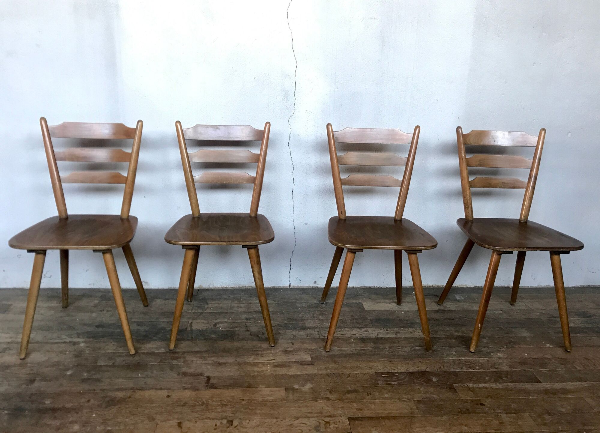 Series of 20 Scandinavian chairs or vintage wooden bistro