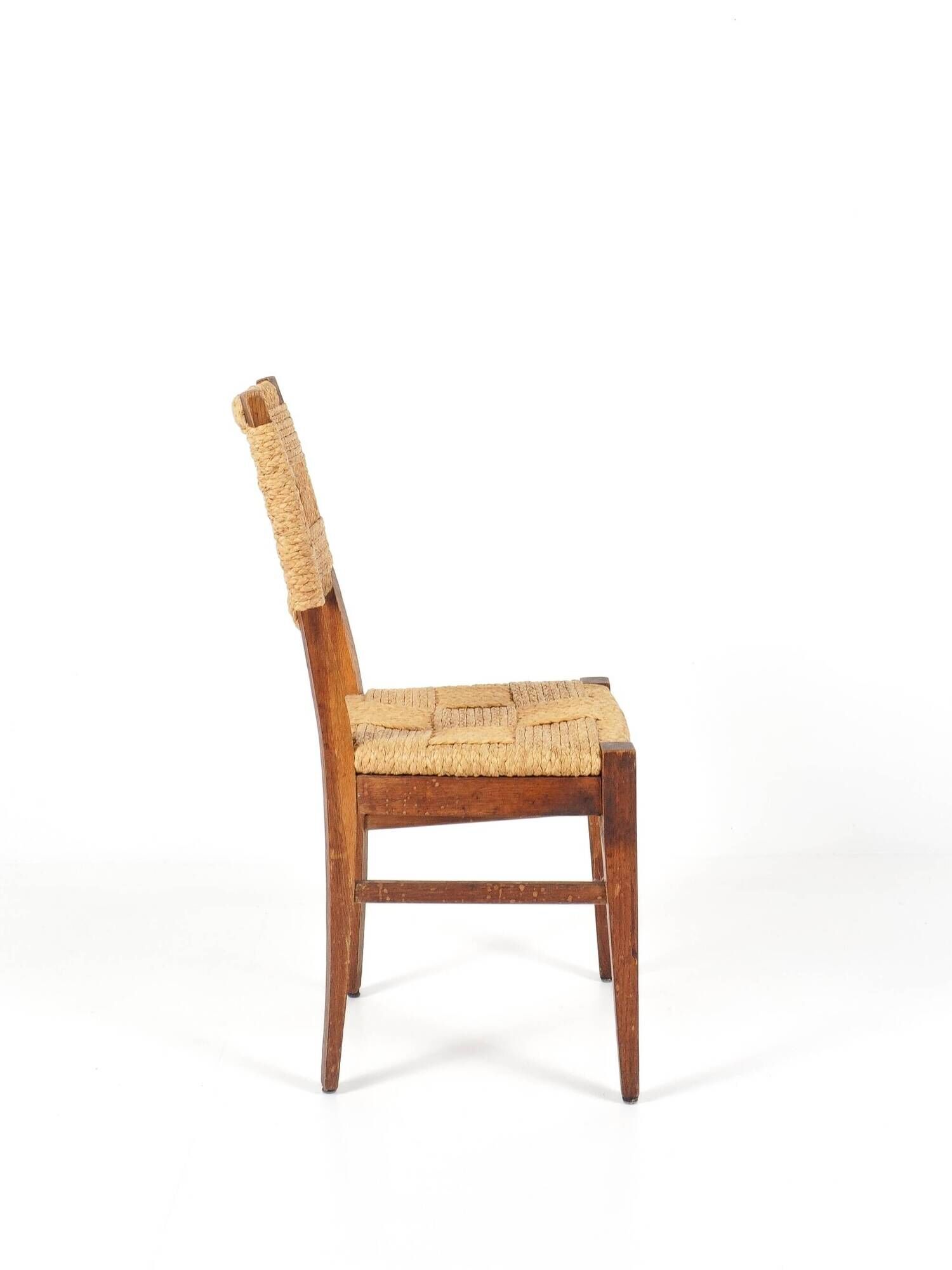 Audoux & Minet - Set of 4 vintage oak and rope chairs, circa 1950