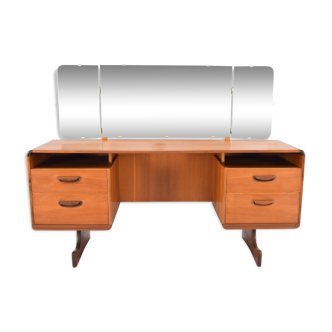 Beithcraft mid-century modern teak triptych mirror dressing table, 1960