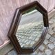 Vintage octagonal mirror in solid wood from the 70s, 63x63cm.