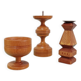 Set of 3 Scandinavian wooden candle holders