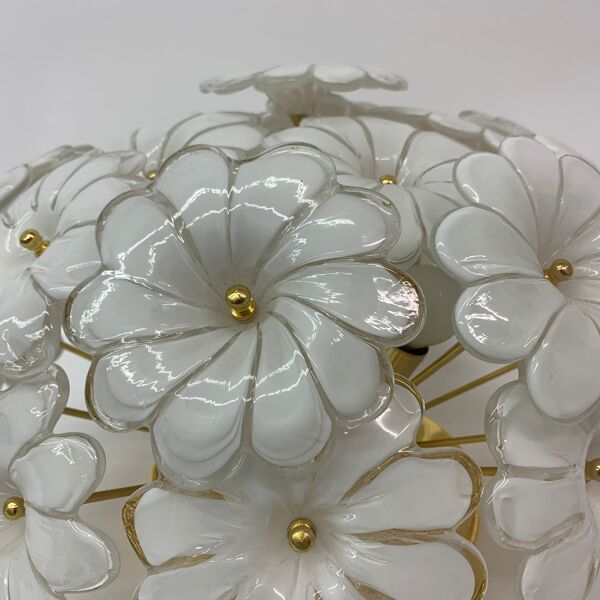 Plafonnier fleur en verre de murano, italien, années 1970