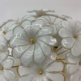 Murano glass flower italian ceiling lamp , 1970’s
