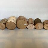 Six wooden candlesticks