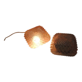 Vintage cast amber glass ceiling lamp spiked pattern for retro furniture from the 50s-60s