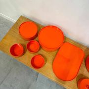 Vintage "Max" orange plastic dinnerware set 1964