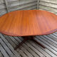 Oval teak table extendable with two leaves, Baumann style.
