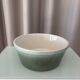 Vintage Scandinavian Stoneware Serving Bowl – Moss Green & Ivory – Mid Cent