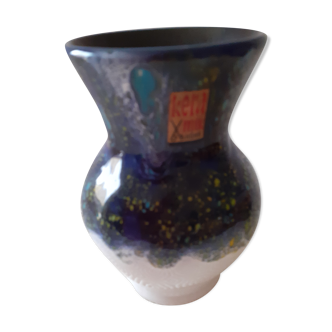 Vase in multicolored enamelled sandies, Keramik Germany