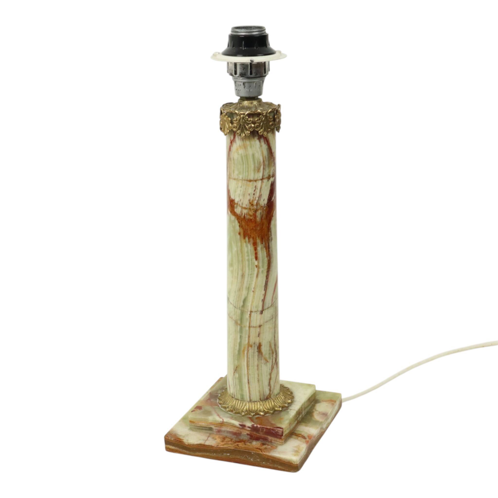 Classic Onyx Marble Brass Column Lamp 20th Century
