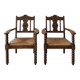 Paire de fauteuils rustiques bois et paille 