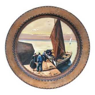 Painted plate with Breton décor