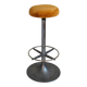 Vintage high stool in cast aluminum and sheepskin