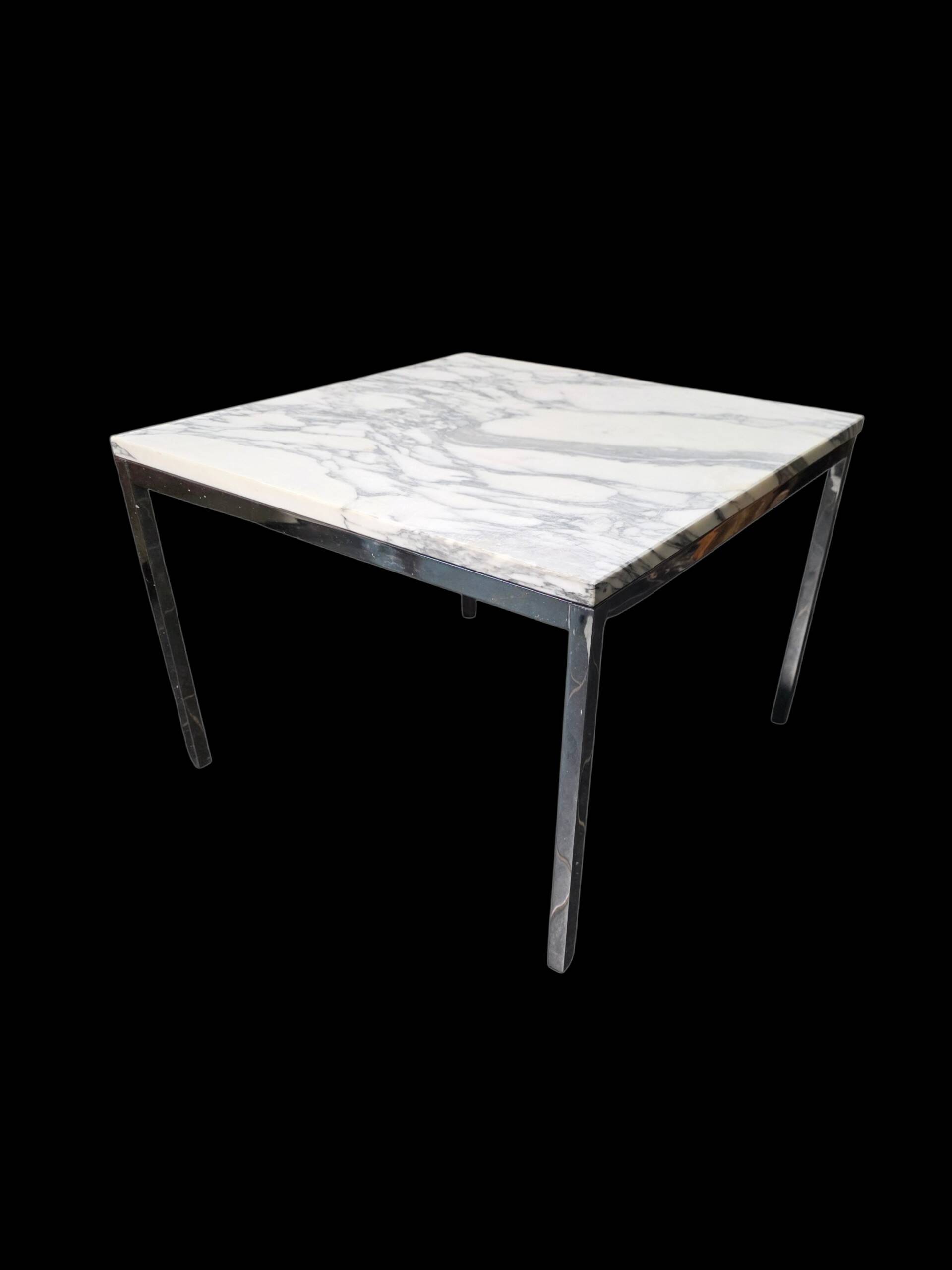 Table basse Roche Bobois en métal chromé dessus marbre,  1970