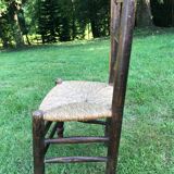 Pair of oak and straw chairs, 19th century period.