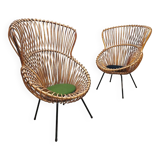Chaises vintage en rotin design hollandais 'Rohe Noordwolde'