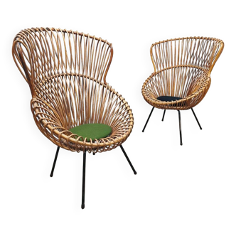 Vintage Dutch design rattan chairs 'Rohe Noordwolde'