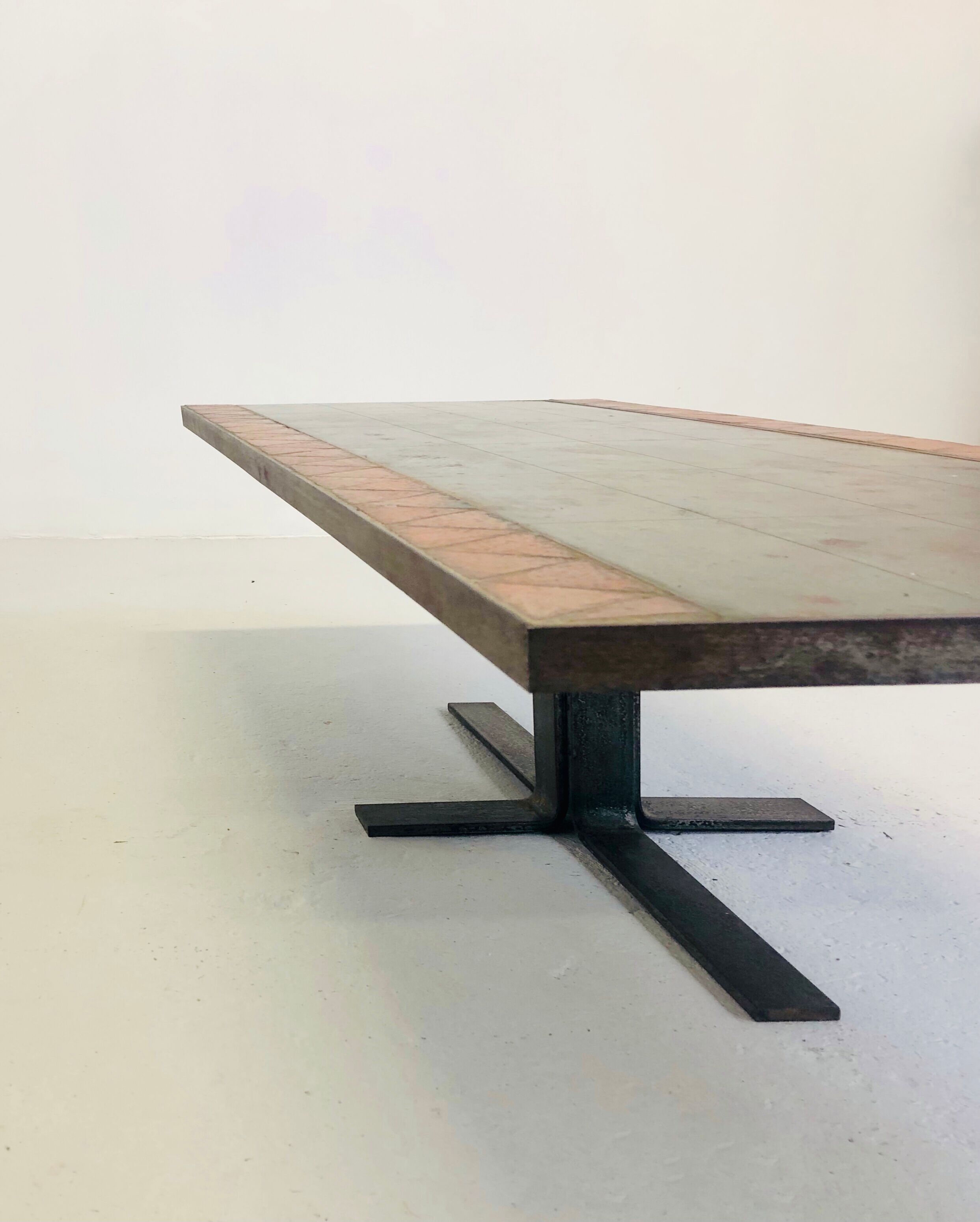 A steel and ceramic coffee table