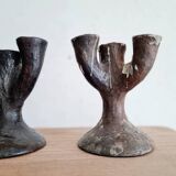 Antique terracotta candlesticks