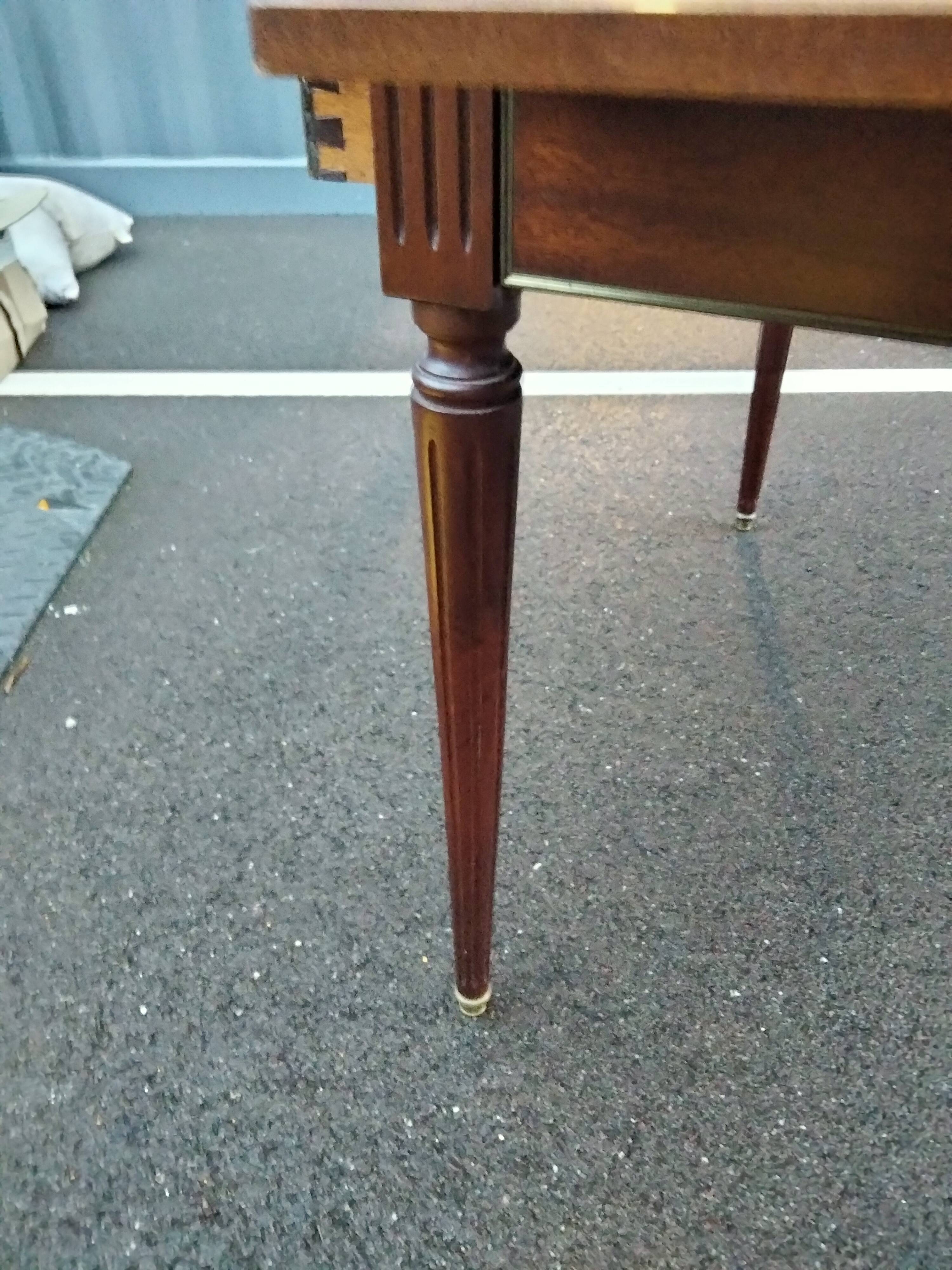 Old style flat desk louis xvi leather tray with 2 pulls