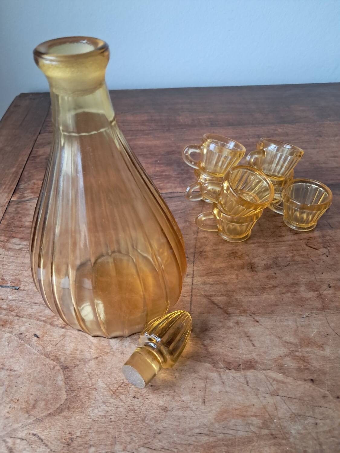 Yellow glass liqueur set, 1960s