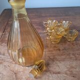 Service à liqueur en verre jaune, années 1960