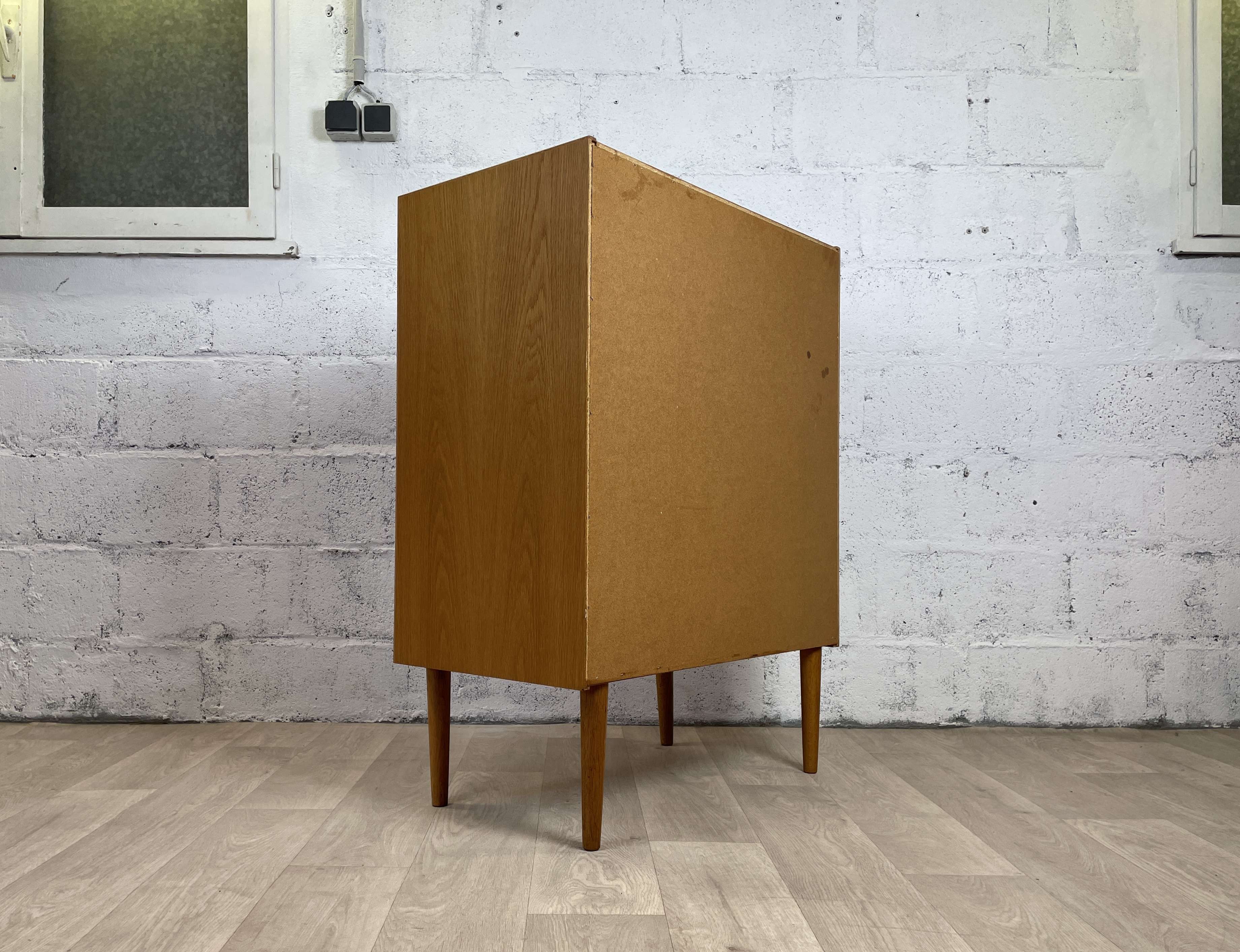 Scandinavian chest of drawers 6 vintage oak drawers, 60s