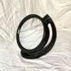 Small vintage black plastic swivel makeup mirror - Space Age Design - 1970s